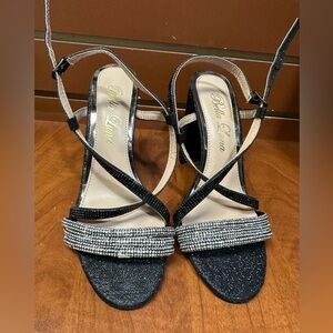 Bella Luna Black and Silver Strappy Heels